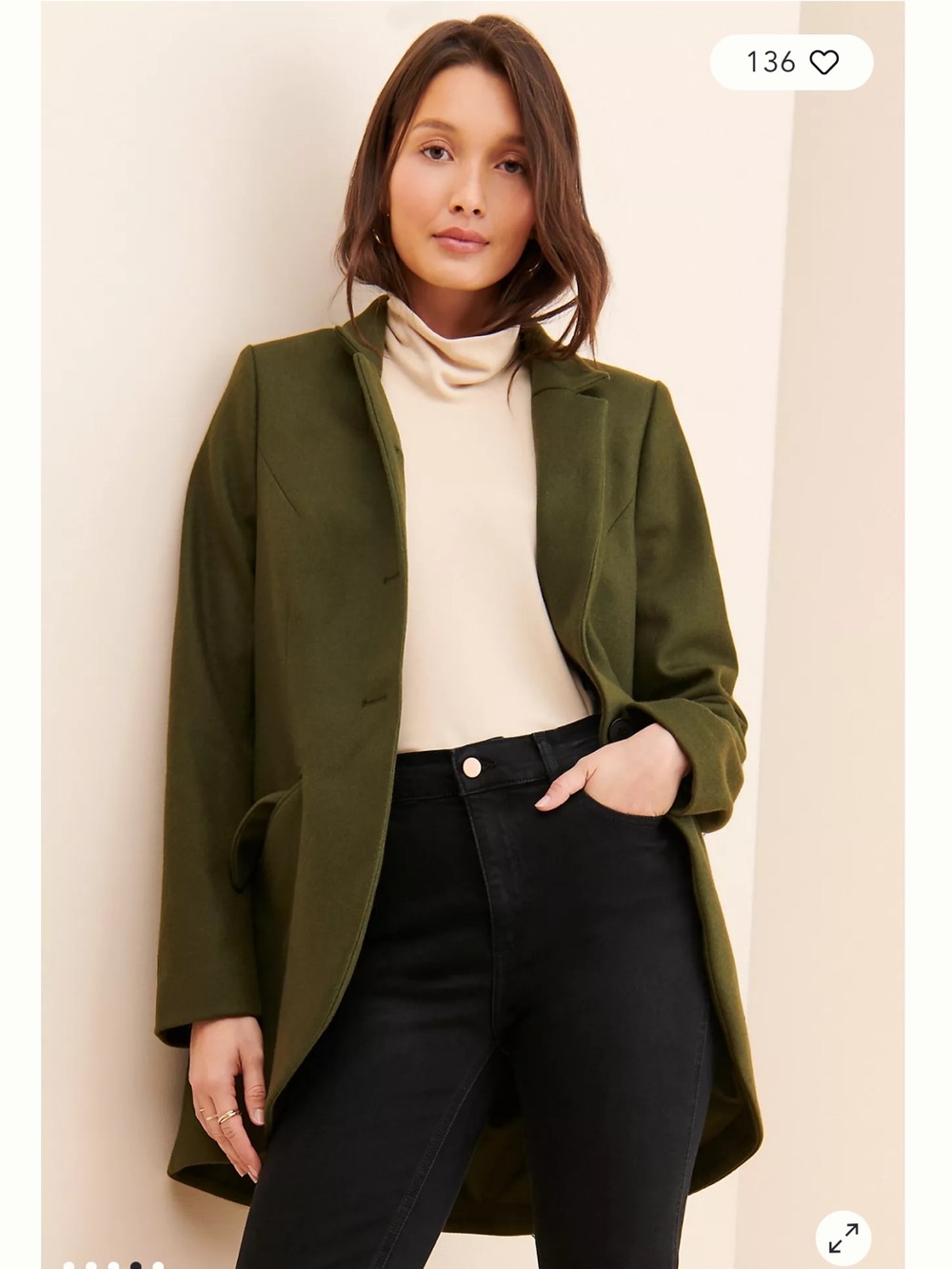 NWT Universal Standard Oversized Olive Green Women's Wool-Blend Coat Jacket